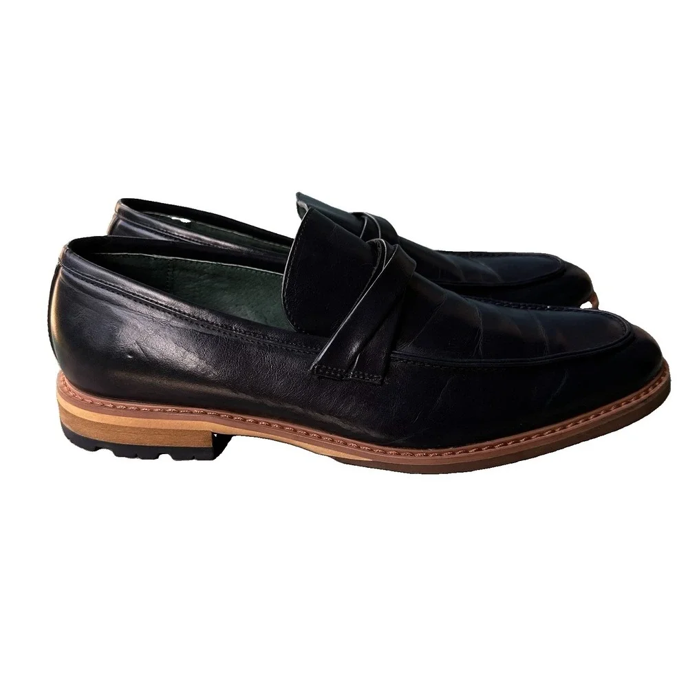 Todd Welsh  Pablo Loafer Dress Shoes Men's Size 10D US Navy Blue Leather 72652